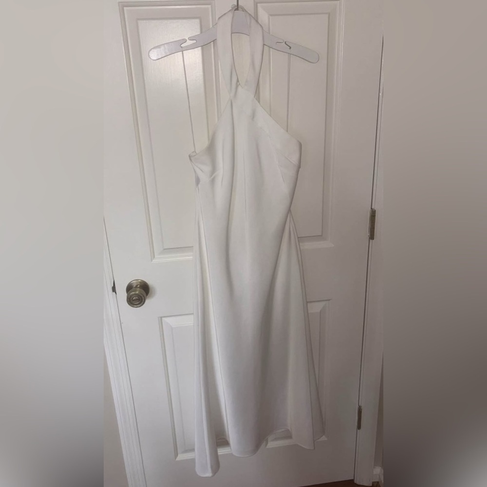 Aidan Mattox White halter neck dress